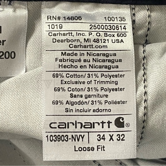 CARHARTT NWOT Loose Fit Force Broxton Cargo Pant in Navy - Picture 6 of 7